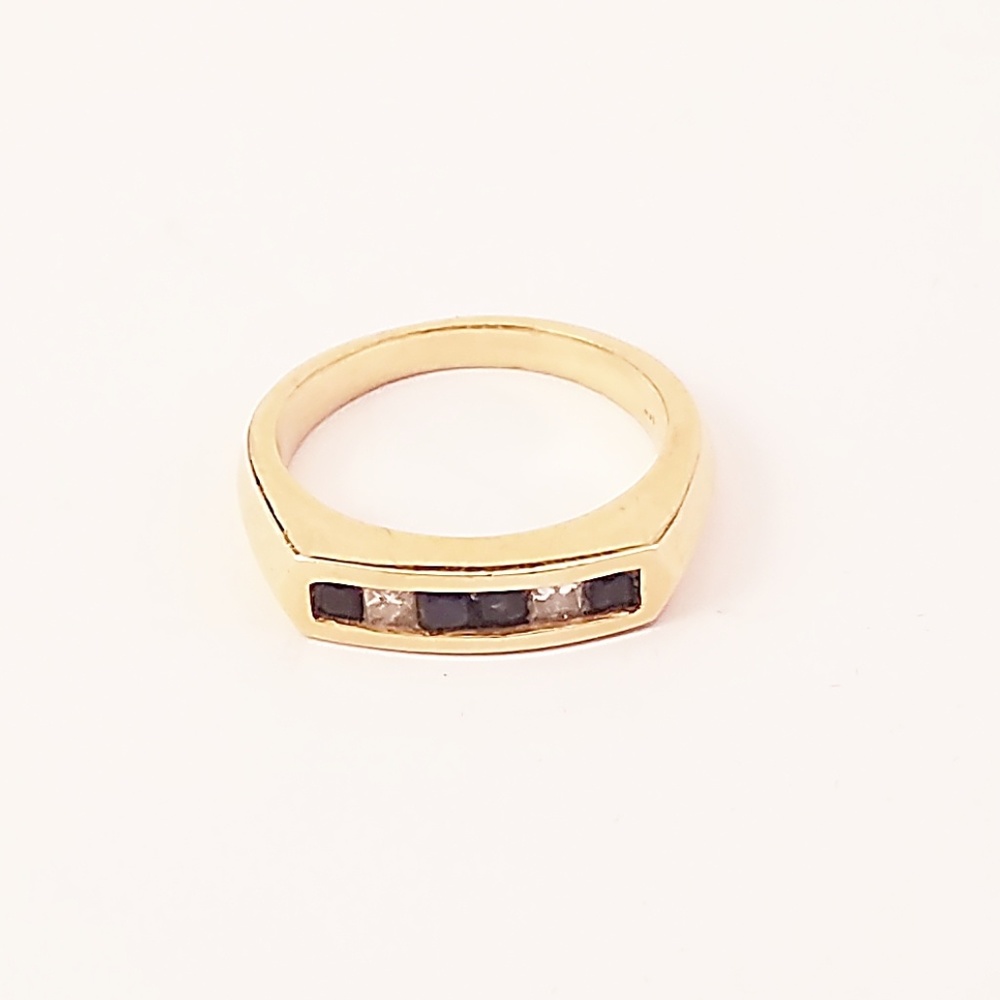14K Gold Blue Sapphire and Diamond Ring - Picture 7 of 8